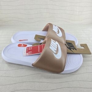 Nike Womens Victori One Metallic Red Bronze White Slides CN9677-900 Size 11 NEW